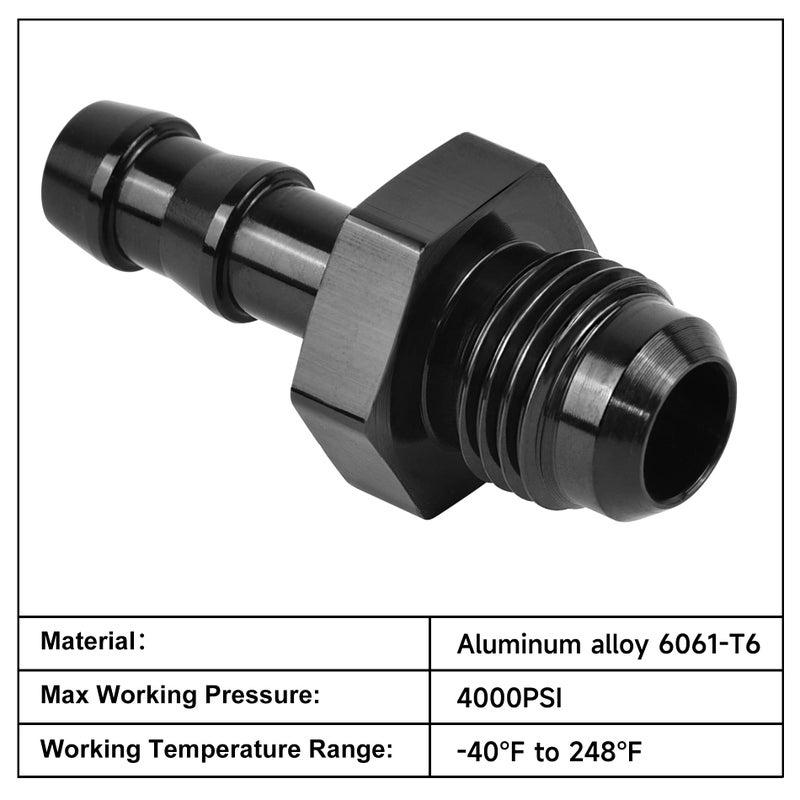 EVIL ENERGY 6AN Male to 1/4" Barb Push on Fitting Adapter Aluminum - Image 3